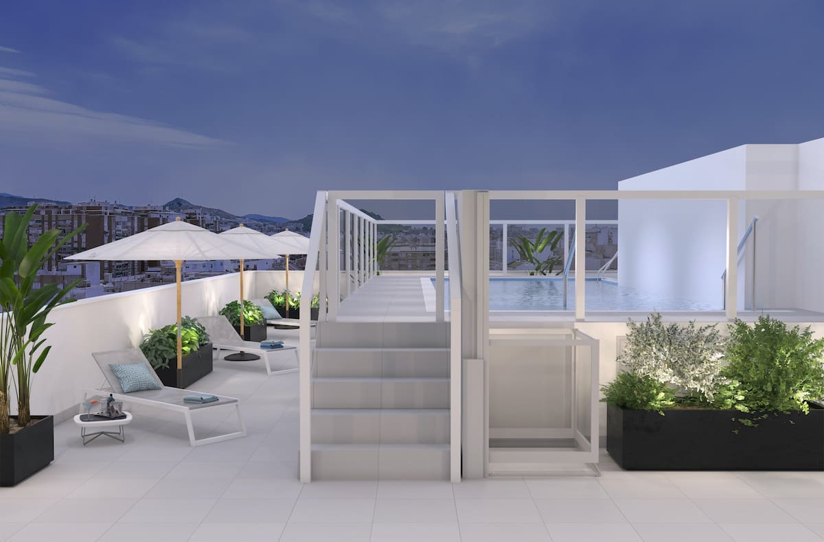 Metropolitan Homes Malaga EGROSS – PISCINA_NOCTURNA_AR Metropolitan Homes, City apartments in Malaga